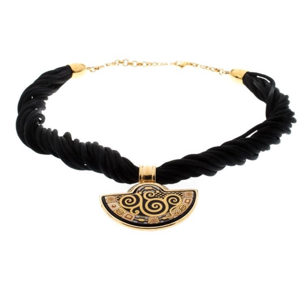 Frey Wille Hommage A Gustav Klimt Nixe Fire Enamel Gold Half Moon Necklace